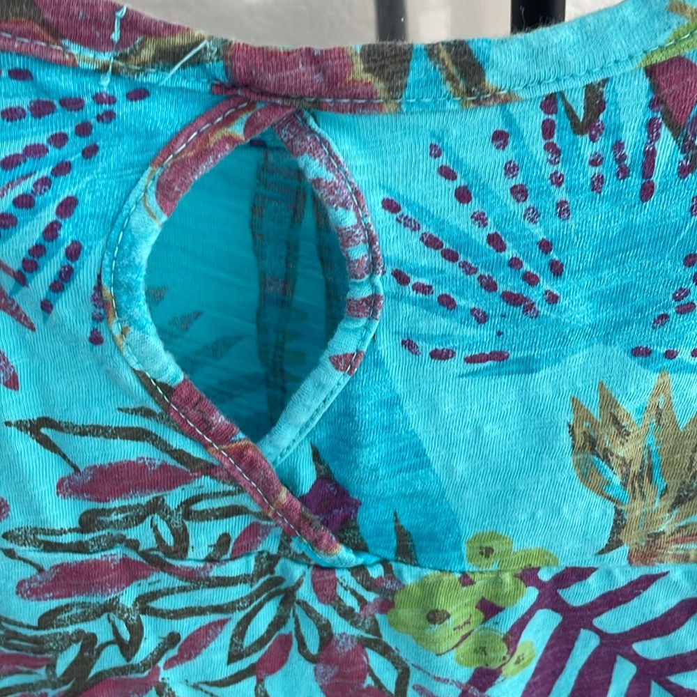 Fresh Produce Tropical Floral Tank Top - Turquoise and Purple - Picture 4 of 7